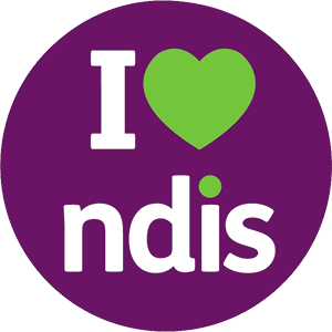 Purple circle with I <3 ndis